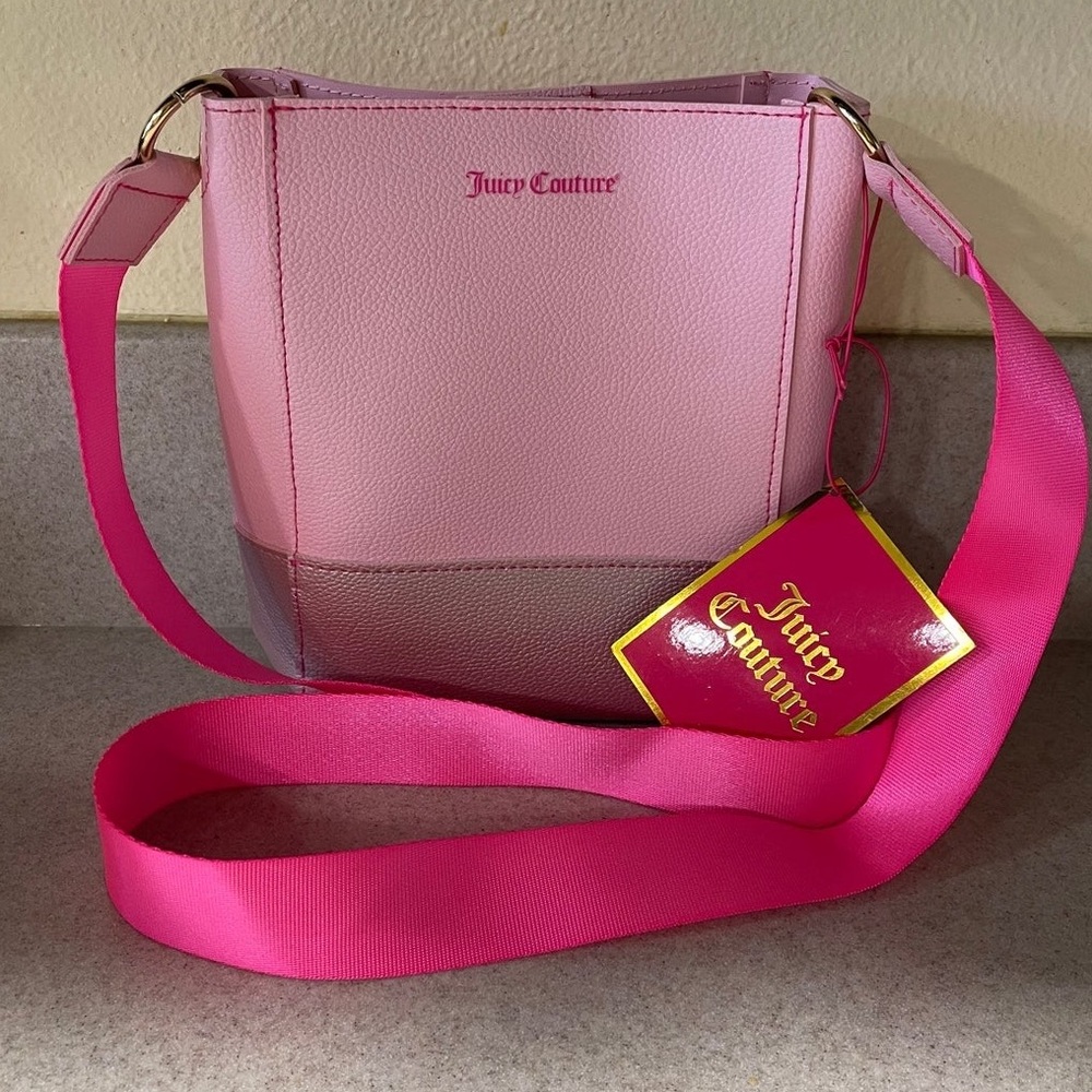 juicy couture pink, neon purse. Neon pink, baby pink and metallic silver.